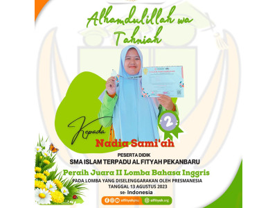 SMAIT AL FITYAH Mendapatkan Juara II Lomba Bahasa Inggris secara Nasional