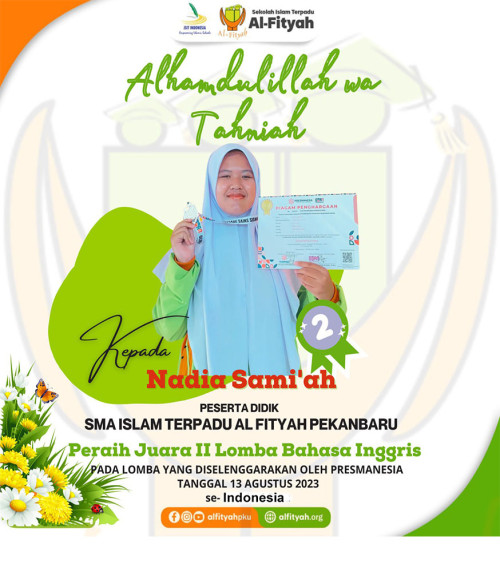 SMAIT AL FITYAH Mendapatkan Juara II Lomba Bahasa Inggris secara Nasional